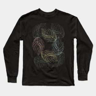 Colored leaves in black Long Sleeve T-Shirt